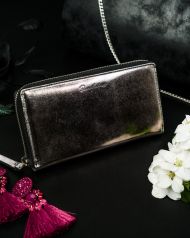 Pierre Andreus Černá metalická dámská kožená peněženka RFID v dárkové krabičce
