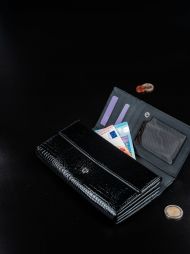 Cavaldi Kožená peněženka dámská černo-modrá v dárkové krabičce
