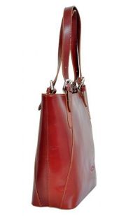 Velká krémová kožená dámská kabelka s hnědými uchy L Artigiano