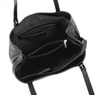 Pierre Cardin Kožená dámská kabelka přes rameno s čelní kapsou černá