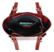 Velká černo-červená kožená dámská kabelka přes rameno