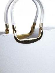 Elegantní bílá matná kabelka se zlatými doplňky S7 GROSSO