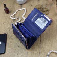 Gregorio Kožená modro-červená dámská peněženka v dárkové krabičce