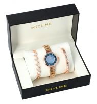 SKYLINE dámská dárková sada růžovo zlaté hodinky s náramky SM0006