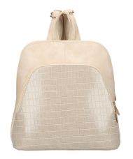 Béžový dámský módní batůžek v kroko designu AM0106