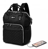 KONO Černý batoh pro maminky s USB portem vhodný i na kočárek