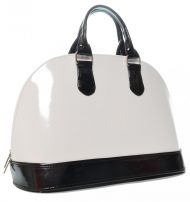 Luxusní kabelka do ruky bílo-černý lak S24 GROSSO