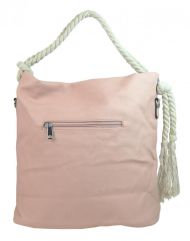 Velká růžová dámská kabelka s lanovými uchy 4543-BB