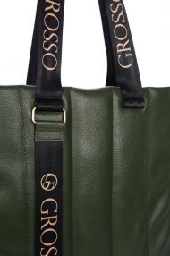 Zelená měkká dámská kabelka se svislým prošíváním S687 GROSSO