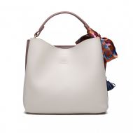 Menší šedo-růžová kabelka do ruky s dekoratívním šátkem Miss Lulu