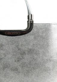 Elegantní stříbrná hadí kabelka do ruky S7 GROSSO