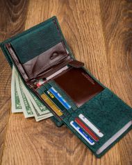Kožená zelená pánská peněženka RFID v krabičce Forever Young