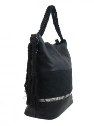 Velká černá dámská kabelka s lanovými uchy 4543-BB