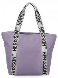 Velká dámská nylonová shopper kabelka přes rameno světlá fialová