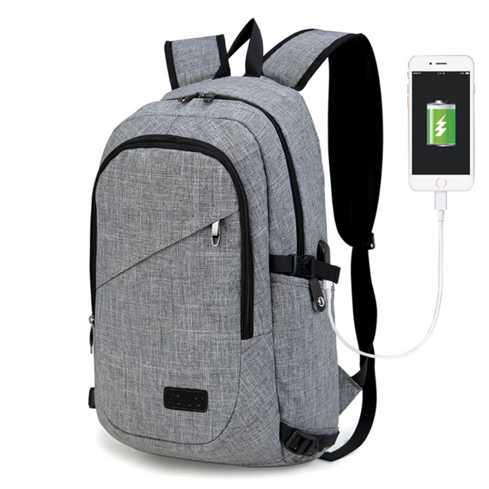 KONO šedý moderní elegantní batoh s USB portem UNISEX KONO šedý moderní elegantní batoh s USB portem UNISEX