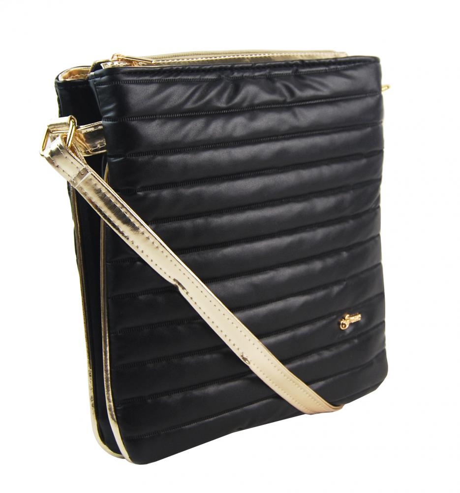 Černo-zlatá prošívaná crossbody kabelka M188 GROSSO Černo-zlatá prošívaná crossbody kabelka M188 GROSSO