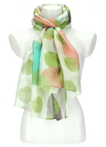 Letní dámský barevný šátek s puntíky 180x72 cm zelená