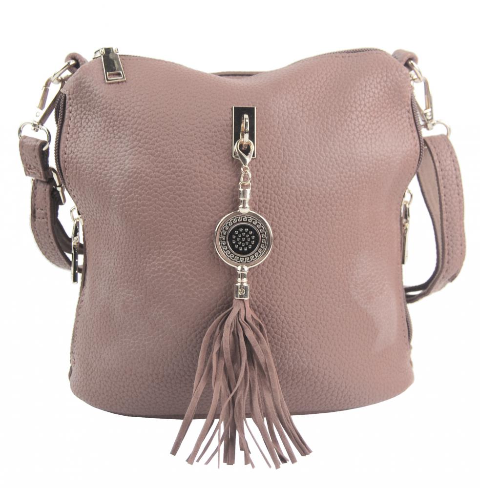 Malá crossbody dámská kabelka s bočními kapsami 4905-BB starorůžová Malá crossbody dámská kabelka s bočními kapsami 4905-BB starorůžová