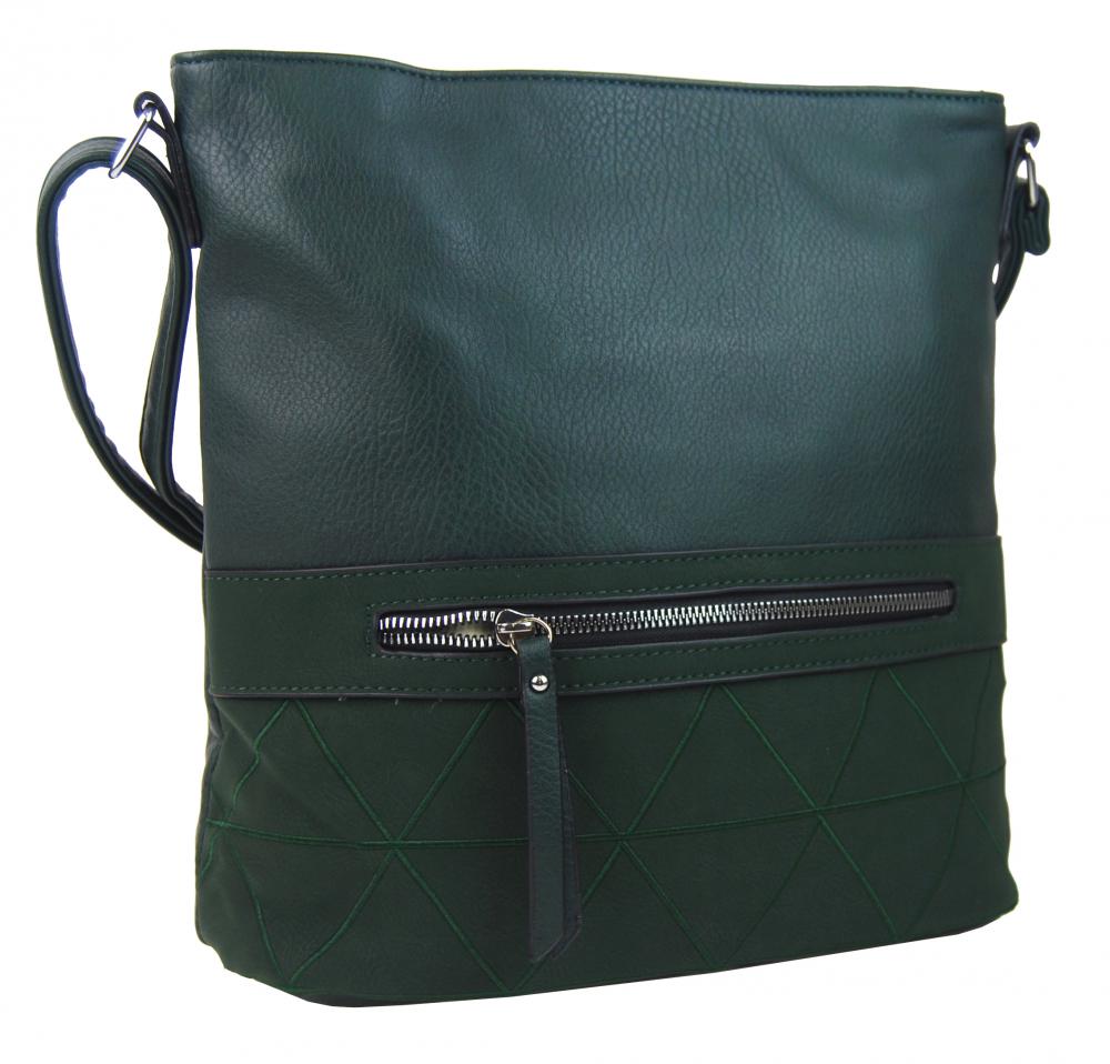 Větší crossbody dámská kabelka zelená s čelní kapsou NH8101 Větší crossbody dámská kabelka zelená s čelní kapsou NH8101