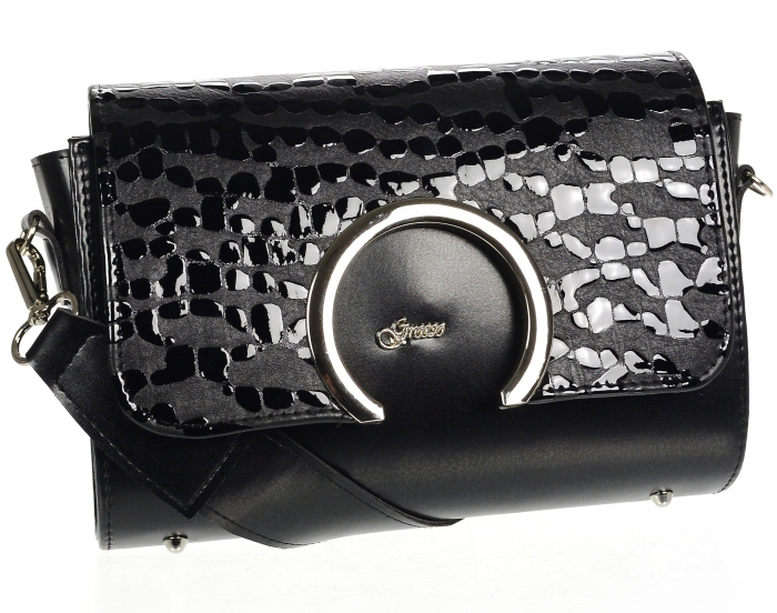 Luxusní dámská crossbody kabelka černá KM014 GROSSO Luxusní dámská crossbody kabelka černá KM014 GROSSO