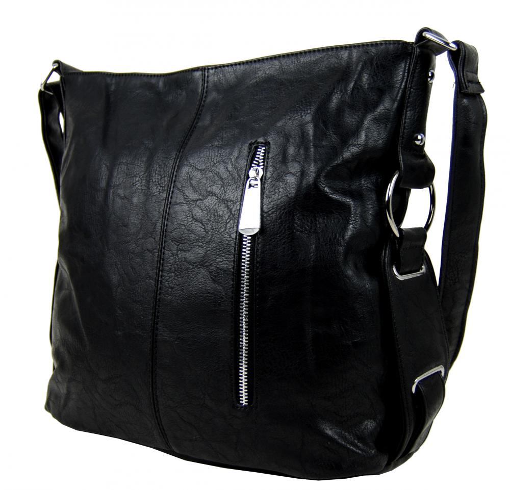 Černá moderní crossbody dámská kabelka 67-MH Černá moderní crossbody dámská kabelka 67-MH