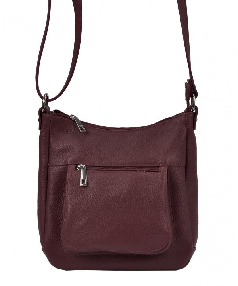 Kožená crossbody dámská kabelka Patrizia Piu bordová Kožená crossbody dámská kabelka Patrizia Piu bordová