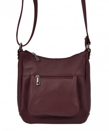 Kožená crossbody dámská kabelka Patrizia Piu bordová Kožená crossbody dámská kabelka Patrizia Piu bordová