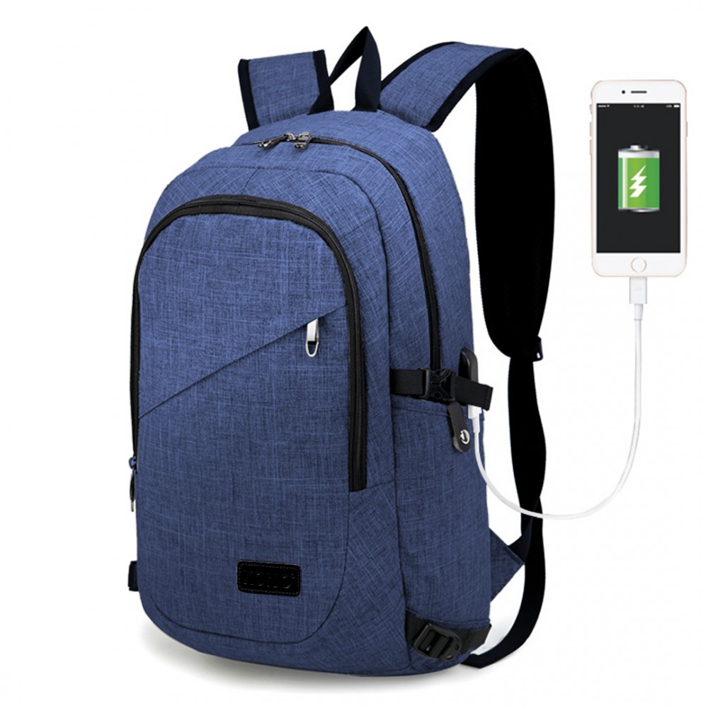 KONO modrý moderní elegantní batoh s USB portem UNISEX KONO modrý moderní elegantní batoh s USB portem UNISEX