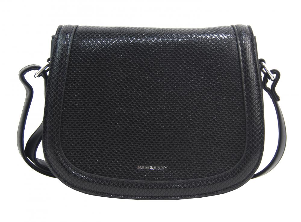 Černá oblá crossbody dámská kabelka v hadím designu NEW BERRY Černá oblá crossbody dámská kabelka v hadím designu NEW BERRY