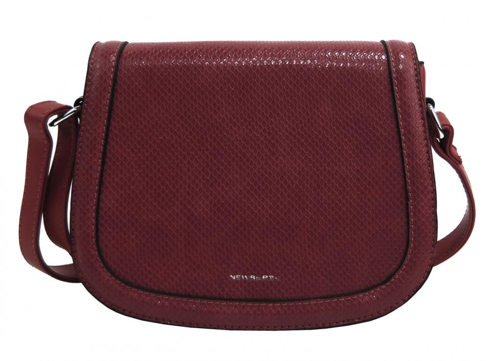 Vínová oblá crossbody dámská kabelka v hadím designu NEW BERRY Vínová oblá crossbody dámská kabelka v hadím designu NEW BERRY