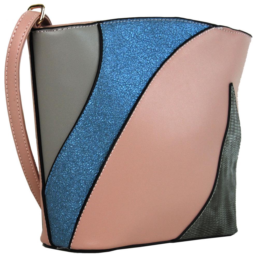 Menší dámská barevná crossbody kabelka F002 růžová Menší dámská barevná crossbody kabelka F002 růžová