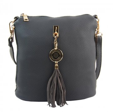 Malá crossbody dámská kabelka s bočními kapsami 4905-BB šedá Malá crossbody dámská kabelka s bočními kapsami 4905-BB šedá