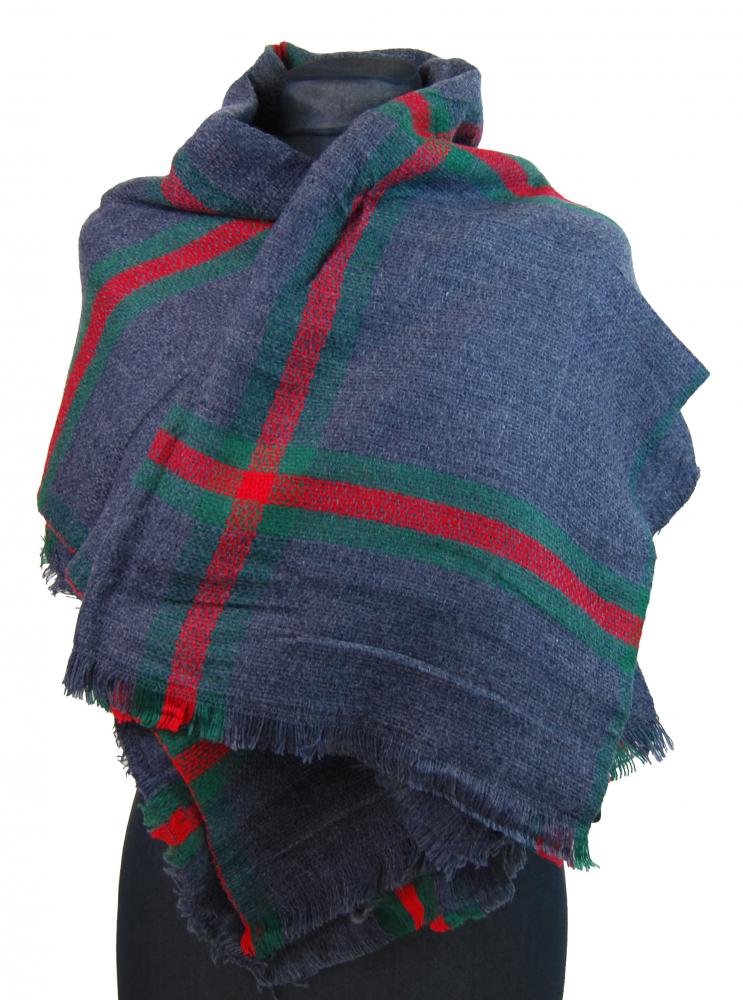 NEW BERRY dámská pletená šála / pléd BC717 modrá NEW BERRY dámská pletená šála / pléd BC717 modrá