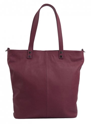 Kožená velká dámská shopper kabelka Juliette vínová Kožená velká dámská shopper kabelka Juliette vínová