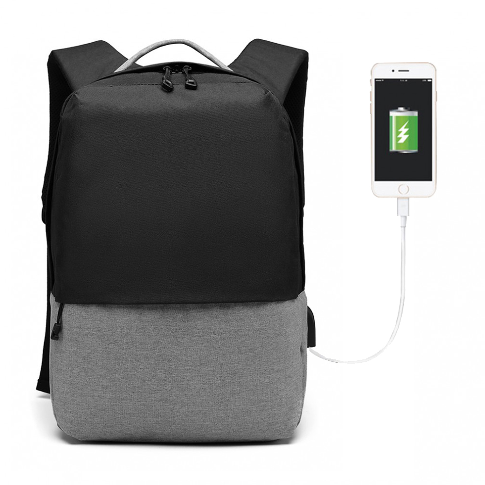 KONO černý elegantní batoh nepromokavý s USB portem UNISEX KONO černý elegantní batoh nepromokavý s USB portem UNISEX