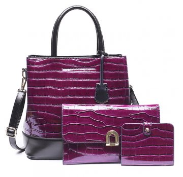 Dámský set kabelek kroko 3v1 purpurová 5093 Dámský set kabelek kroko 3v1 purpurová 5093