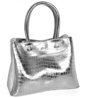 Stříbrná elegantní kroko dámská kabelka S750 GROSSO Stříbrná elegantní kroko dámská kabelka S750 GROSSO