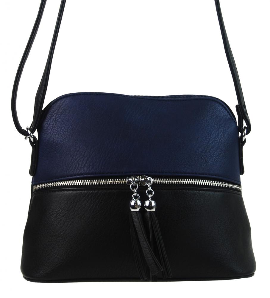 Malá crossbody kabelka se stříbrným zipem NH6021 modrá Malá crossbody kabelka se stříbrným zipem NH6021 modrá