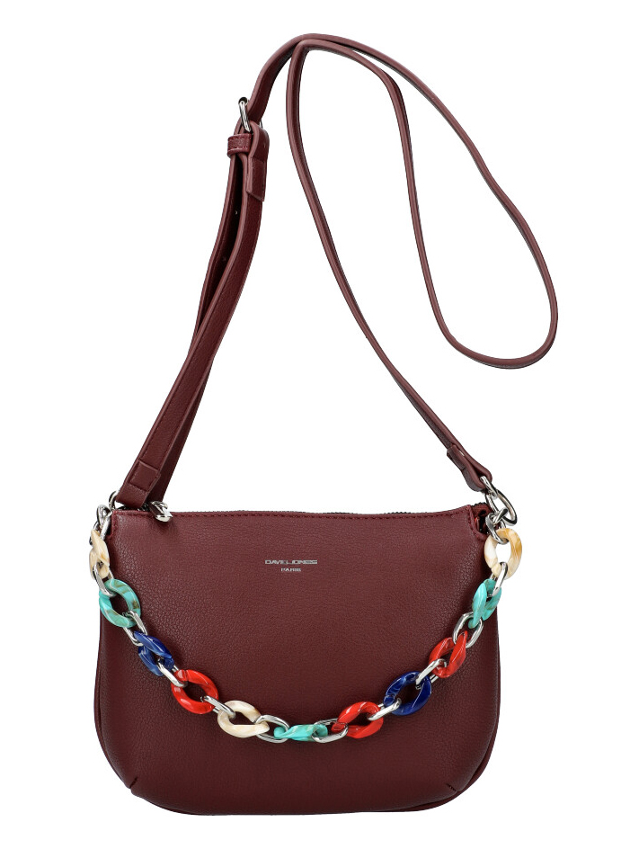 DAVID JONES Bordó matná dámská crossbody kabelka CM5841 DAVID JONES Bordó matná dámská crossbody kabelka CM5841