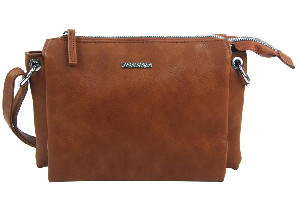 Hnědá menší crossbody dámská kabelka se třemi oddíly 5204-TS Hnědá menší crossbody dámská kabelka se třemi oddíly 5204-TS