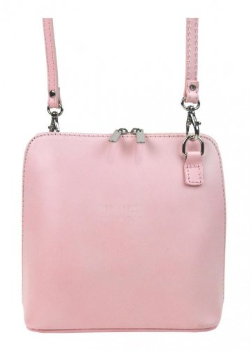 Kožená malá dámská crossbody kabelka světlá růžová Kožená malá dámská crossbody kabelka světlá růžová