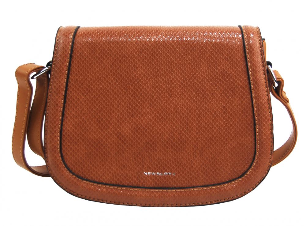 Hnědá oblá crossbody dámská kabelka v hadím designu NEW BERRY Hnědá oblá crossbody dámská kabelka v hadím designu NEW BERRY
