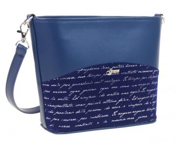 Malá modrá crossbody taška se stříbrným písmem M292 GROSSO Malá modrá crossbody taška se stříbrným písmem M292 GROSSO