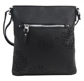 Crossbody dámská kabelka v květovaném designu černá 5432-BB Crossbody dámská kabelka v květovaném designu černá 5432-BB