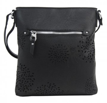 Crossbody dámská kabelka v květovaném designu černá 5432-BB