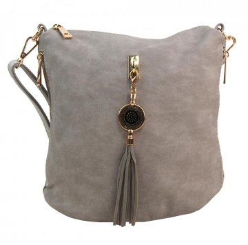 Crossbody dámská kabelka s bočními kapsami 2494-BB šedá Crossbody dámská kabelka s bočními kapsami 2494-BB šedá