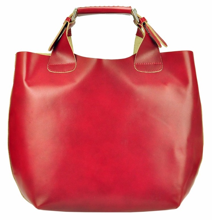 Velká červená kožená dámská shopper kabelka Velká červená kožená dámská shopper kabelka