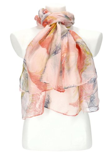 Dámský letní barevný šátek v motivu pírek 188x71 cm růžová