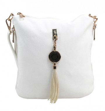Crossbody dámská kabelka s bočními kapsami 2494-BB bílá Crossbody dámská kabelka s bočními kapsami 2494-BB bílá