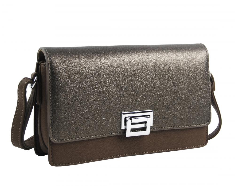 Přírodně hnědá podélná crossbody dámská kabelka se třemi oddíly 4997-BB Přírodně hnědá podélná crossbody dámská kabelka se třemi oddíly 4997-BB